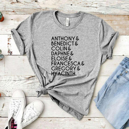 Bridgerton Lady Whistledown Society Character Names Women's Graphic T-Shirt - Lovez Aqua© - 