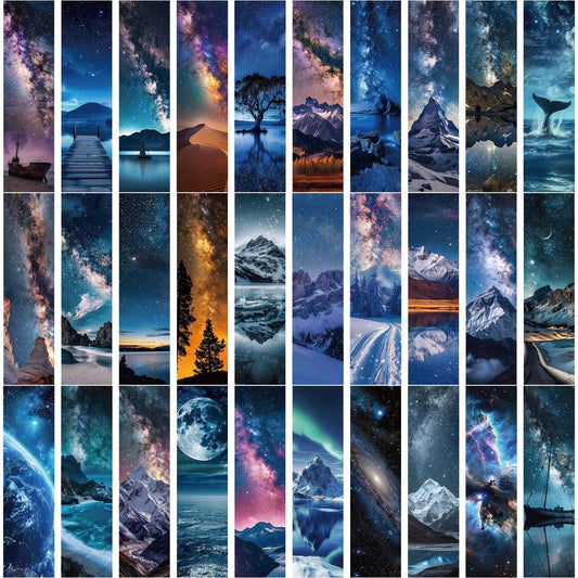 Celestial Galaxy Stars Landscape Paper Bookmarks (30pcs) - Lovez Aqua© - Default Title