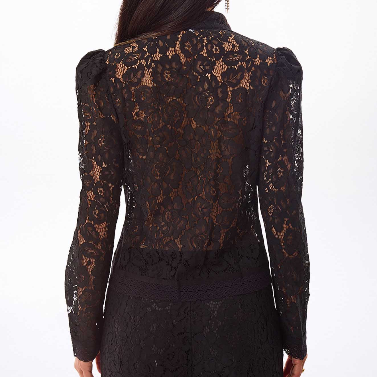 Women’s Black Floral Lace Mandarin Jacket