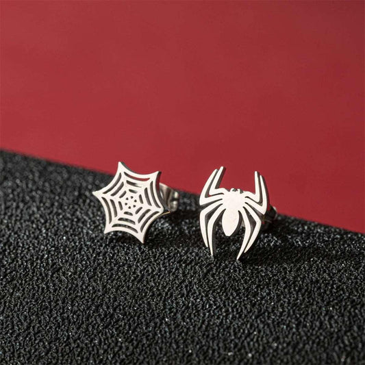 Disney Marvel Spider Man Stainless Steel Spider & Web Women's Stud Earrings - Disney - 