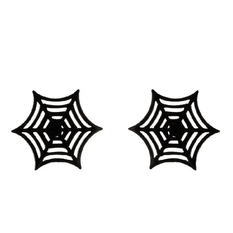 Disney Marvel Spider Man Stainless Steel Spider & Web Women's Stud Earrings - Disney - Black Spiderweb