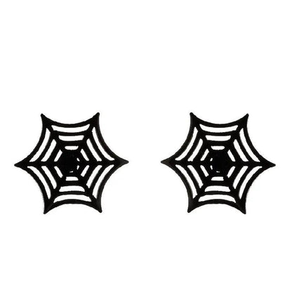 Disney Marvel Spider Man Stainless Steel Spider & Web Women's Stud Earrings - Disney - Black Spiderweb