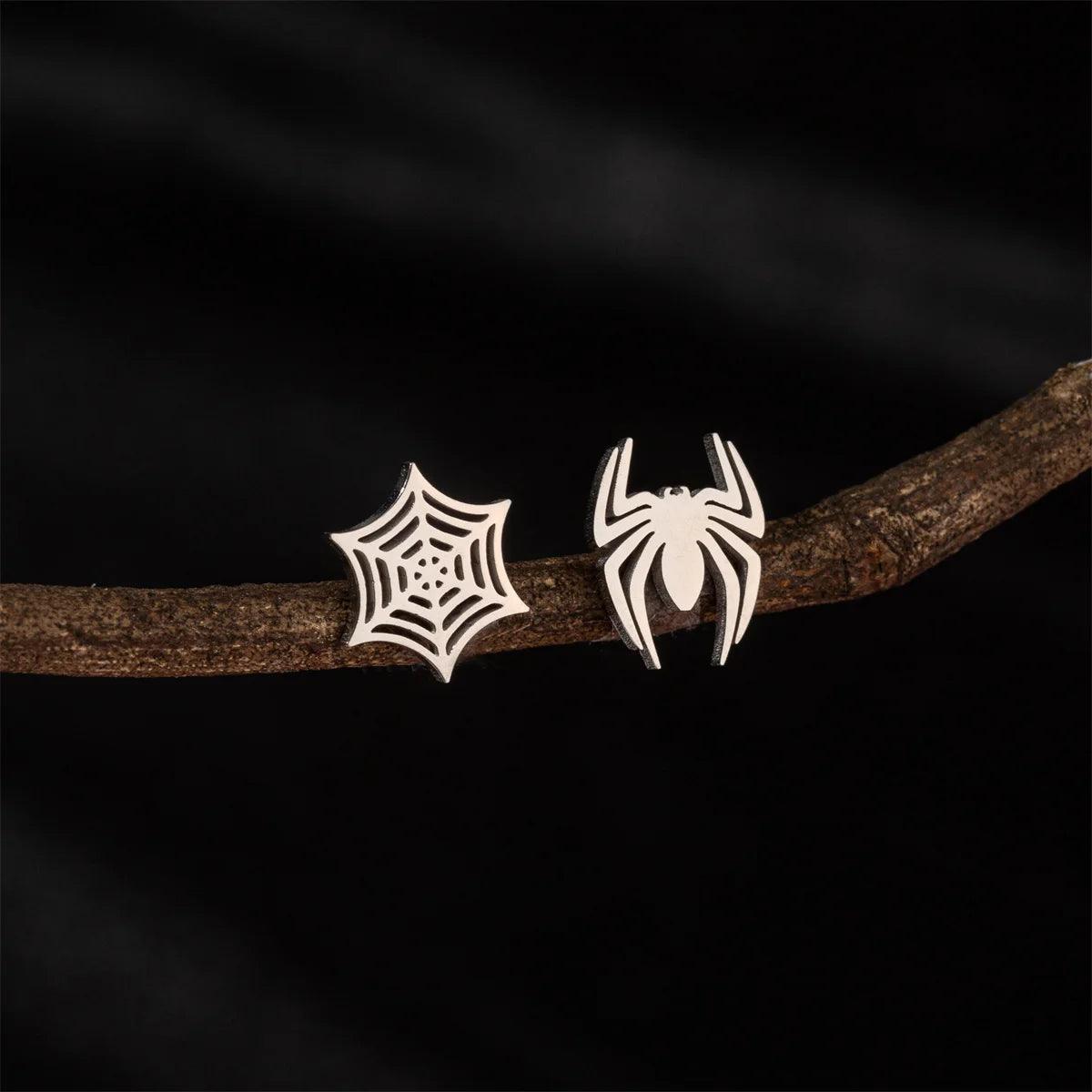 Disney Marvel Spider Man Stainless Steel Spider & Web Women's Stud Earrings - Disney - 