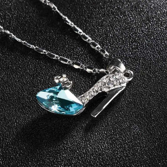 Disney's Cinderella Glass Slipper Necklace With Rhinestone Crystal - Disney - 