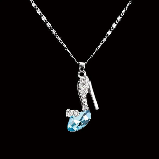 Disney's Cinderella Glass Slipper Necklace With Rhinestone Crystal - Disney - Blue