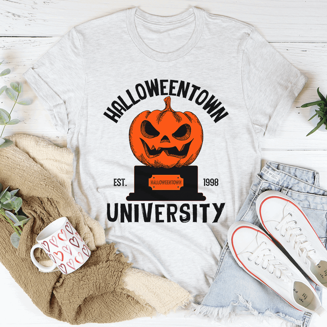 Disney's "Halloweentown University" Inspired Pumpkin Unisex Cotton T-Shirt - Disney - Ash / S