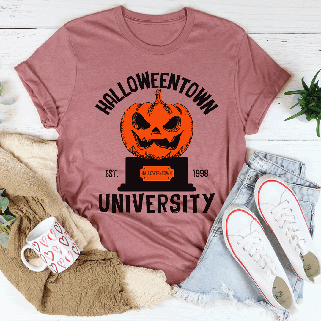 Disney's "Halloweentown University" Inspired Pumpkin Unisex Cotton T-Shirt - Disney - Mauve / S