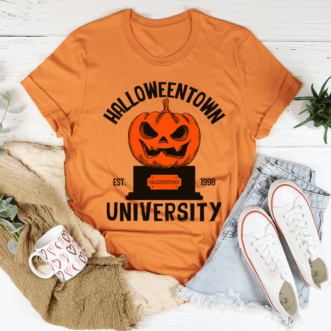 Disney's "Halloweentown University" Inspired Pumpkin Unisex Cotton T-Shirt - Disney - Burnt Orange / S