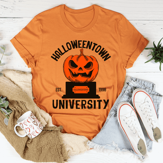 Disney's "Halloweentown University" Inspired Pumpkin Unisex Cotton T-Shirt - Disney - Burnt Orange / S