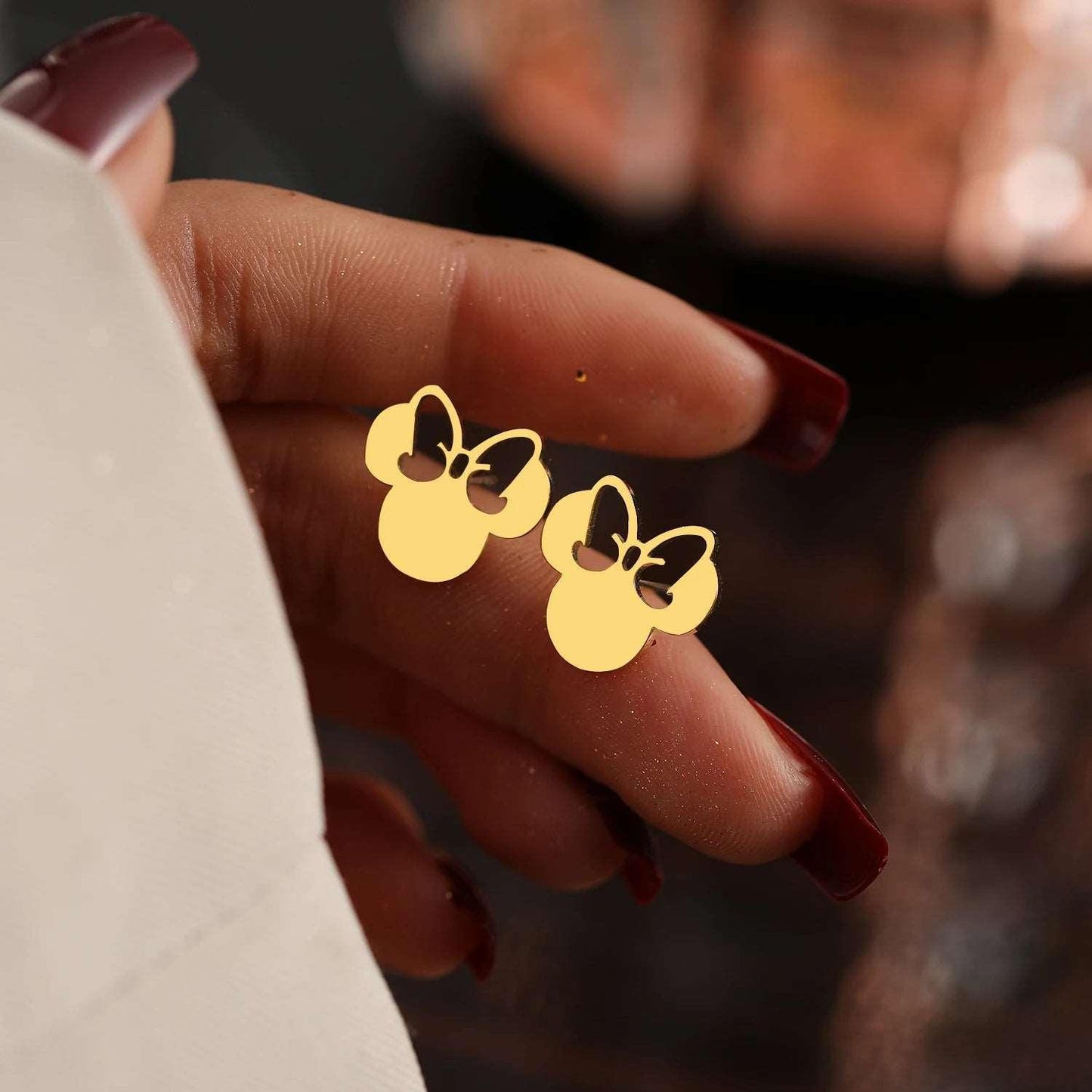 Disney's Minnie Mouse Bow Women's Stainless Steel Stud Earrings - Disney - 