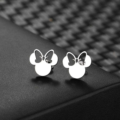Disney's Minnie Mouse Bow Women's Stainless Steel Stud Earrings - Disney - Silver