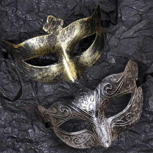 Elegant Filigree Venetian Masquerade Mask with Metallic Finish - Lovez Aqua© - 