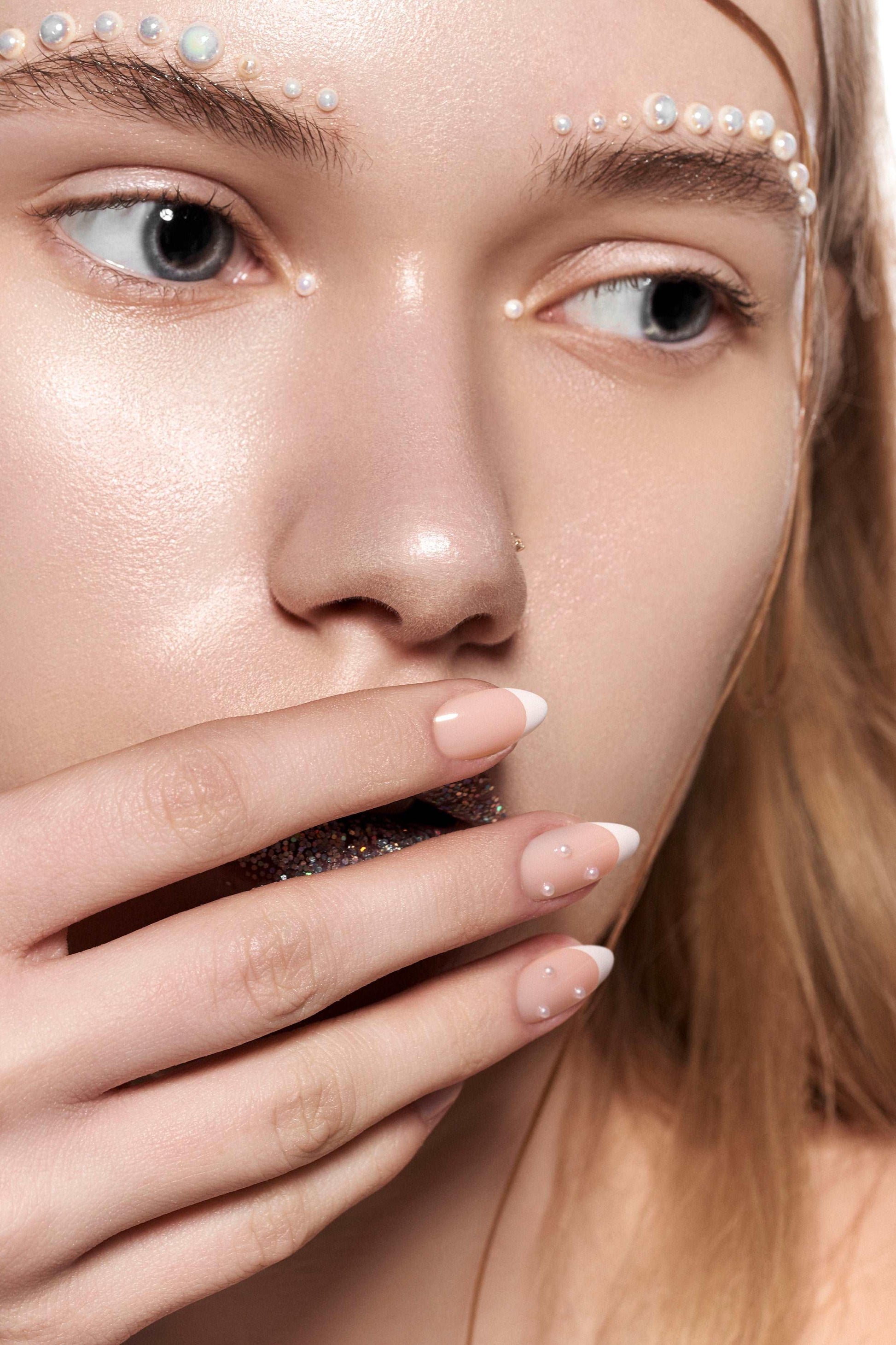 French Romantic - Light Pink & White Soft & Durable Press-On Nails (28 Pack) - Lovez Aqua© - 