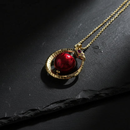 Women’s 925 Sterling Silver & Zircon Snake & Apple Pendant Necklace