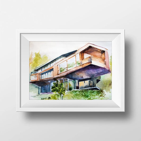 Twilight Saga Cullen Family Residence & Bella Swan's House Watercolor Art Print - Twilight - 