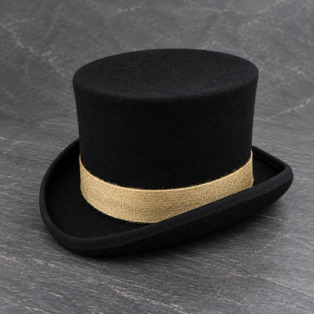 Men’s & Women’s Victorian Wool Felt Top Hat with Ribbon Band