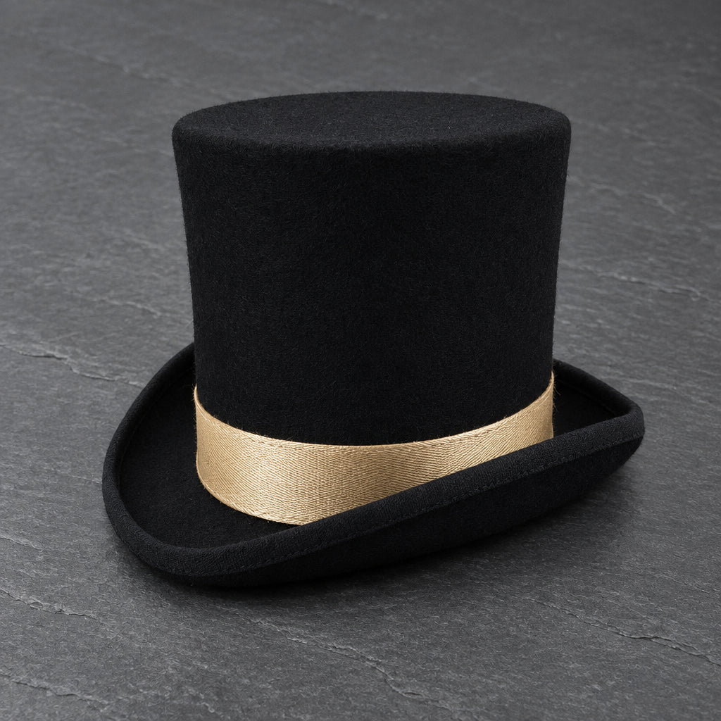 Men’s & Women’s Victorian Wool Felt Top Hat with Ribbon Band