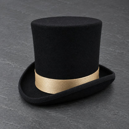 Men’s & Women’s Victorian Wool Felt Top Hat with Ribbon Band