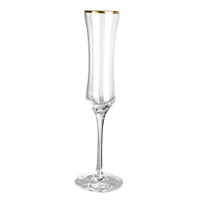Handblown Modern Gold Trim Champagne Flute Glasses (170-330ml) - Lovez Aqua© - 1