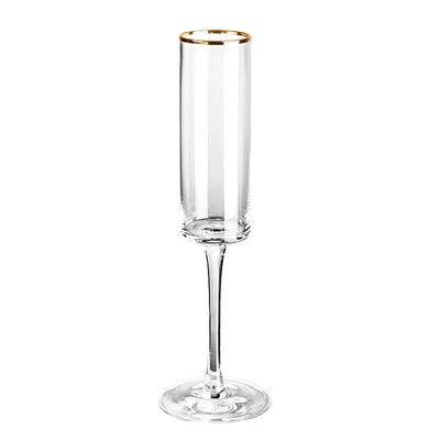 Handblown Modern Gold Trim Champagne Flute Glasses (170-330ml) - Lovez Aqua© - 5