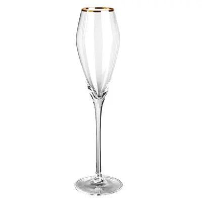 Handblown Modern Gold Trim Champagne Flute Glasses (170-330ml) - Lovez Aqua© - 3
