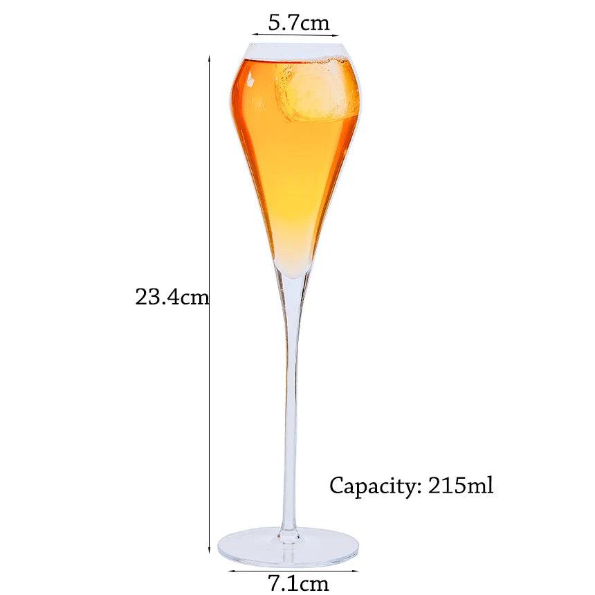 Handblown Modern Gold Trim Champagne Flute Glasses (170-330ml) - Lovez Aqua© - 6