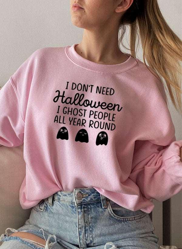 "I Don't Need Halloween" Spooky Ghost Cotton Fleece Unisex Sweatshirt - Lovez Aqua© - S / Pink
