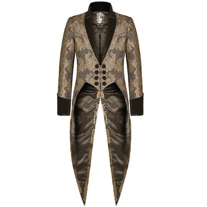 Regency Aristocrat Men’s Brocade Tailcoat Jacket – Renaissance Edwardian Embroidered Coat