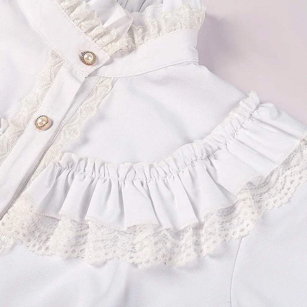 Vintage Victorian Women's Lolita Style Ruffled Long Sleeve Gothic Shirt