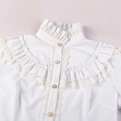 Vintage Victorian Women's Lolita Style Ruffled Long Sleeve Gothic Shirt