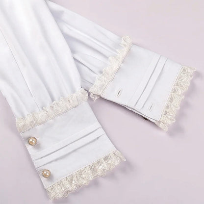 Vintage Victorian Women's Lolita Style Ruffled Long Sleeve Gothic Shirt