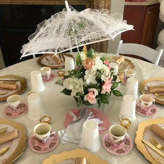 Victorian Floral Lace Parasol Women's Vintage Lolita Style Umbrella