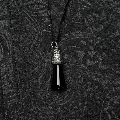 Women's Gothic Renaissance Embroidered Cloak with Crystal & Pointed Lapel Collar
