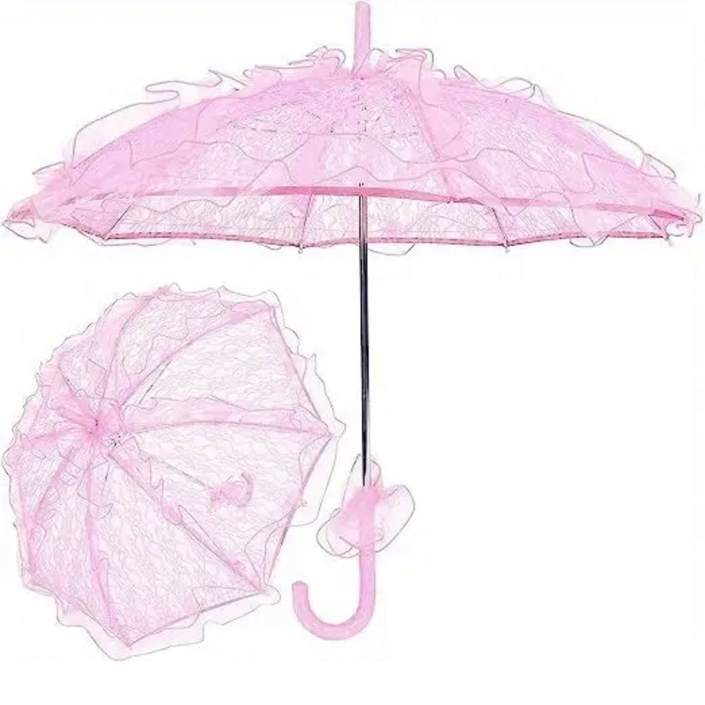Victorian Floral Lace Parasol Women's Vintage Lolita Style Umbrella