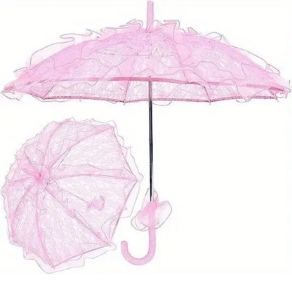 Victorian Floral Lace Parasol Women's Vintage Lolita Style Umbrella