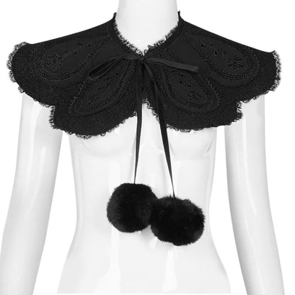 Women's Gothic Woolen Jacquard Slim Fit Winter Coat with Faux Fur Collar & Retro Rose Buttons