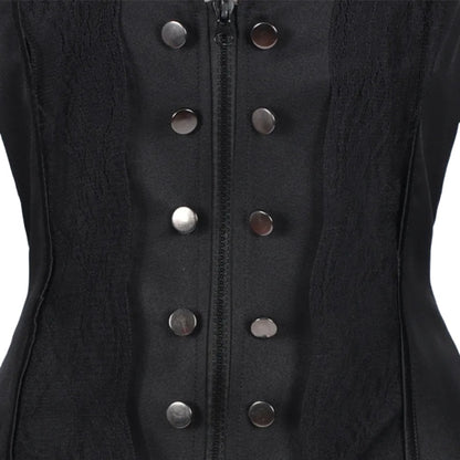 Women's Gothic Victorian Steampunk Embroidered Long Tailcoat Jacket with Lace Trim