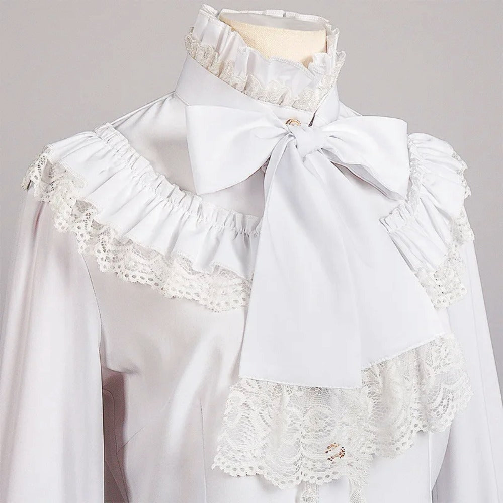 Vintage Victorian Women's Lolita Style Ruffled Long Sleeve Gothic Shirt