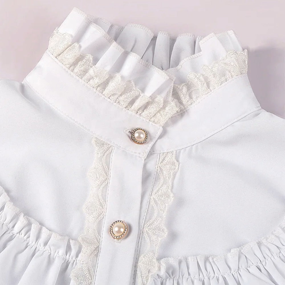 Vintage Victorian Women's Lolita Style Ruffled Long Sleeve Gothic Shirt