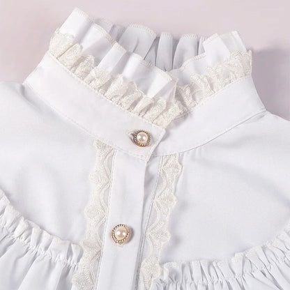Vintage Victorian Women's Lolita Style Ruffled Long Sleeve Gothic Shirt