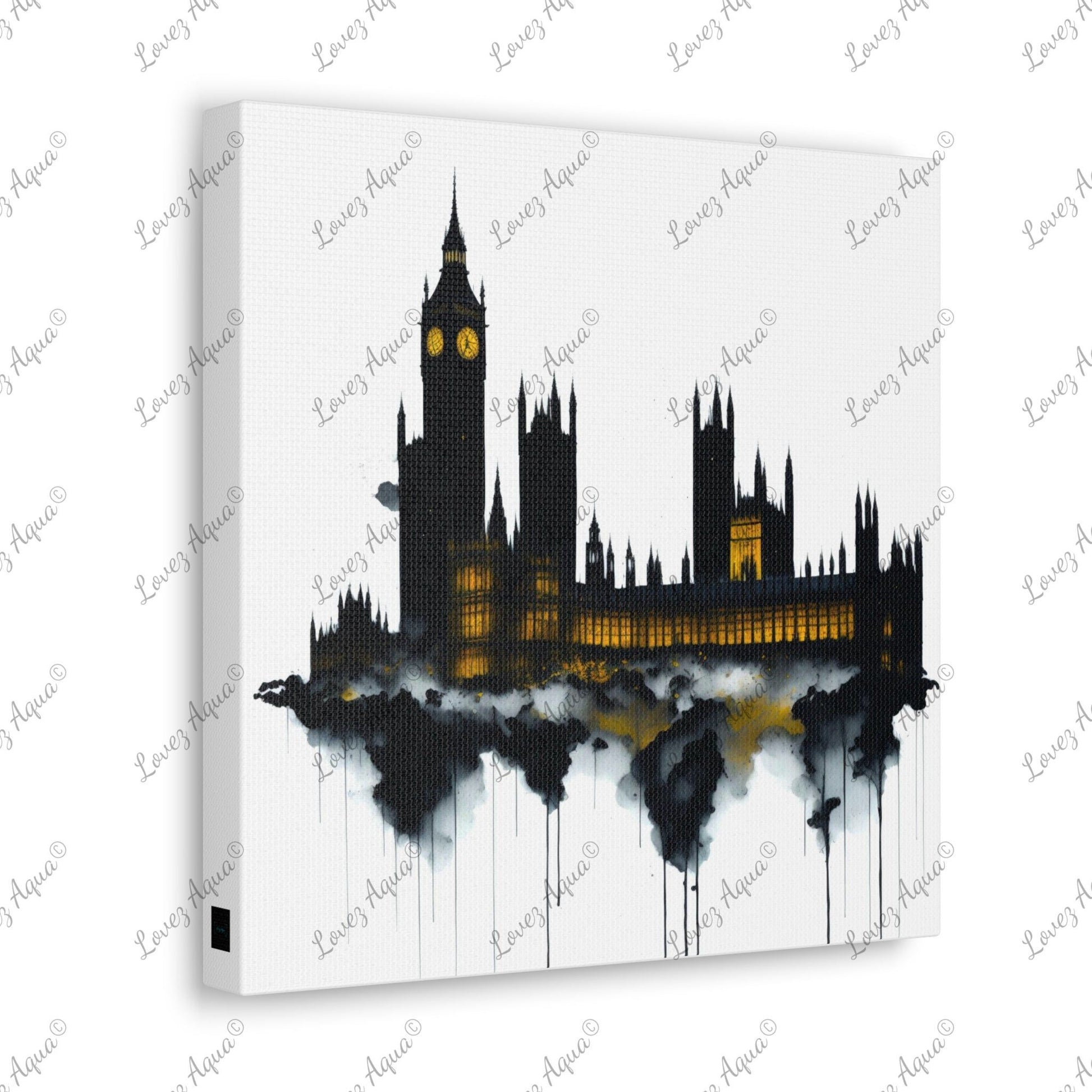 London Ben Big & Houses of Parliament Watercolor Painting Art Print - Lovez Aqua© - Lovez Aqua© - 