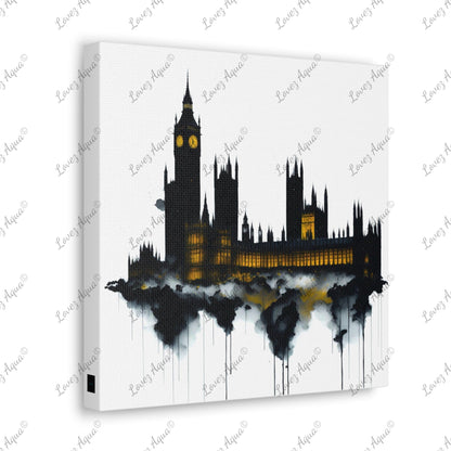 London Ben Big & Houses of Parliament Watercolor Painting Art Print - Lovez Aqua© - Lovez Aqua© - 