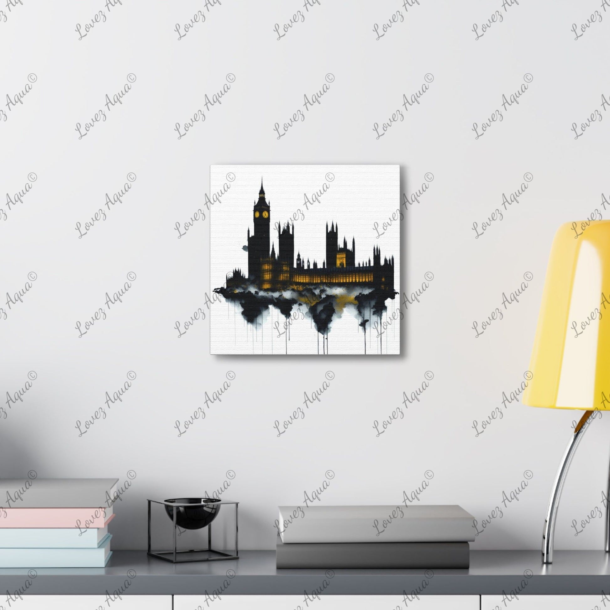 London Ben Big & Houses of Parliament Watercolor Painting Art Print - Lovez Aqua© - Lovez Aqua© - 