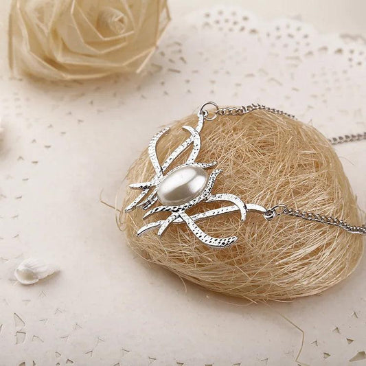 Lord of the Rings Lady Galadriel Faux Mother of Pearl & Silver Brooch Necklace - Lord of the Rings - 