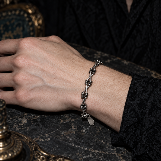 Men’s & Women’s 925 Sterling Silver Gothic Thorn Barbed Wire Link Chain Bracelet