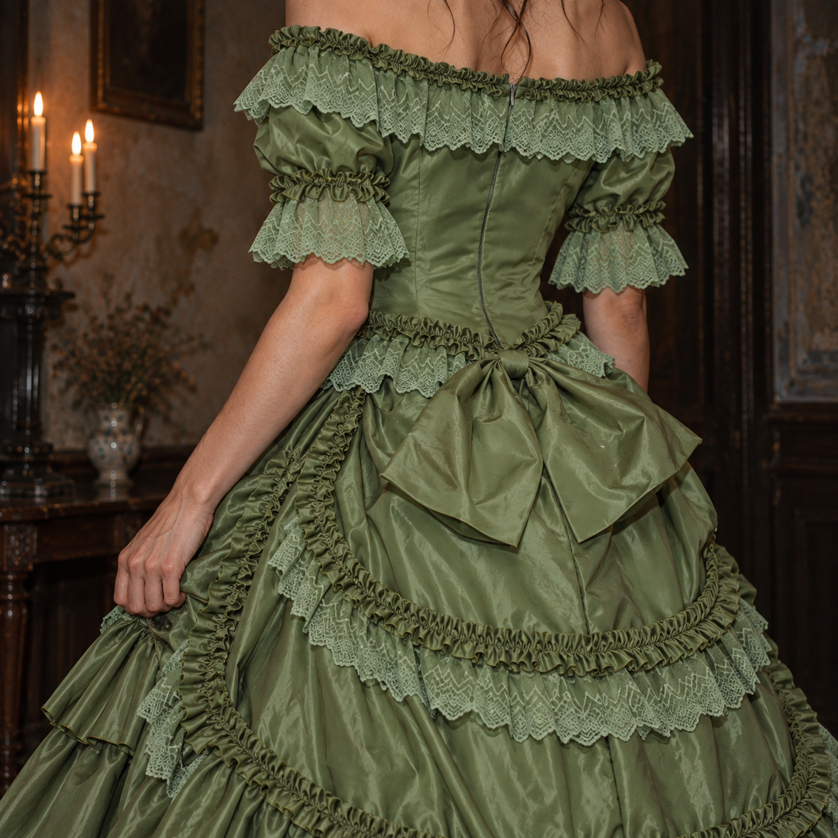 Katherine Pierce The Vampire Diaries 1864 Green Gown, Dress, TVD, Nina, Elena Gilbert