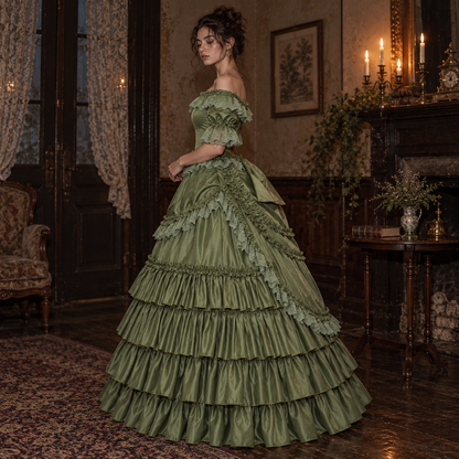 Katherine Pierce The Vampire Diaries 1864 Green Gown, Dress, TVD, Nina, Elena Gilbert
