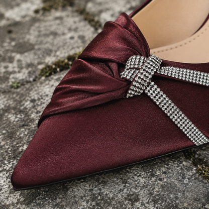 Luxury Rhinestone Bow Pointed Toe Women's Stiletto High Heels