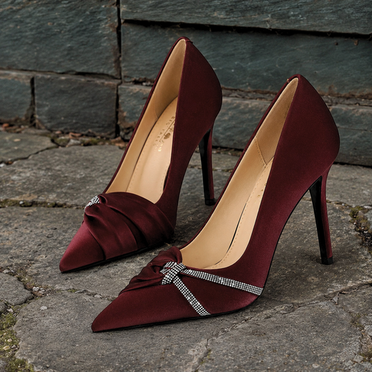 Luxury Rhinestone Bow Pointed Toe Women's Stiletto High Heels
