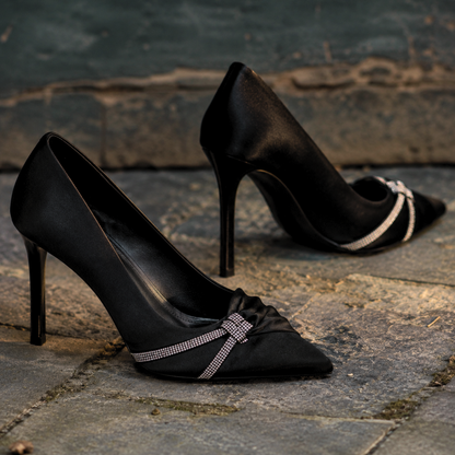 Luxury Rhinestone Bow Pointed Toe Women's Stiletto High Heels